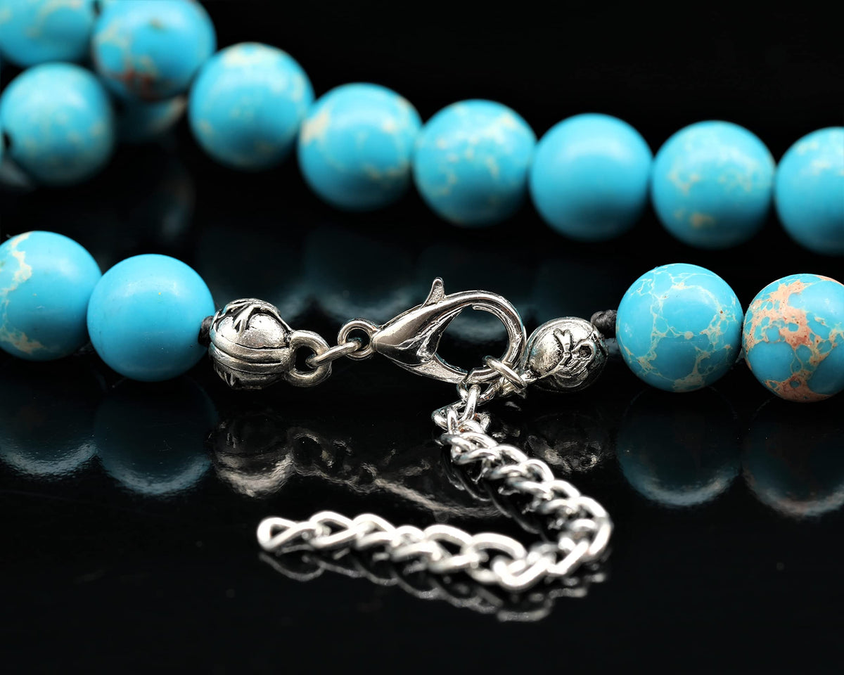 Natural Blue Imperial Jasper Beaded Choker Necklace (Blue Imperial Jasper / 20 Inches)