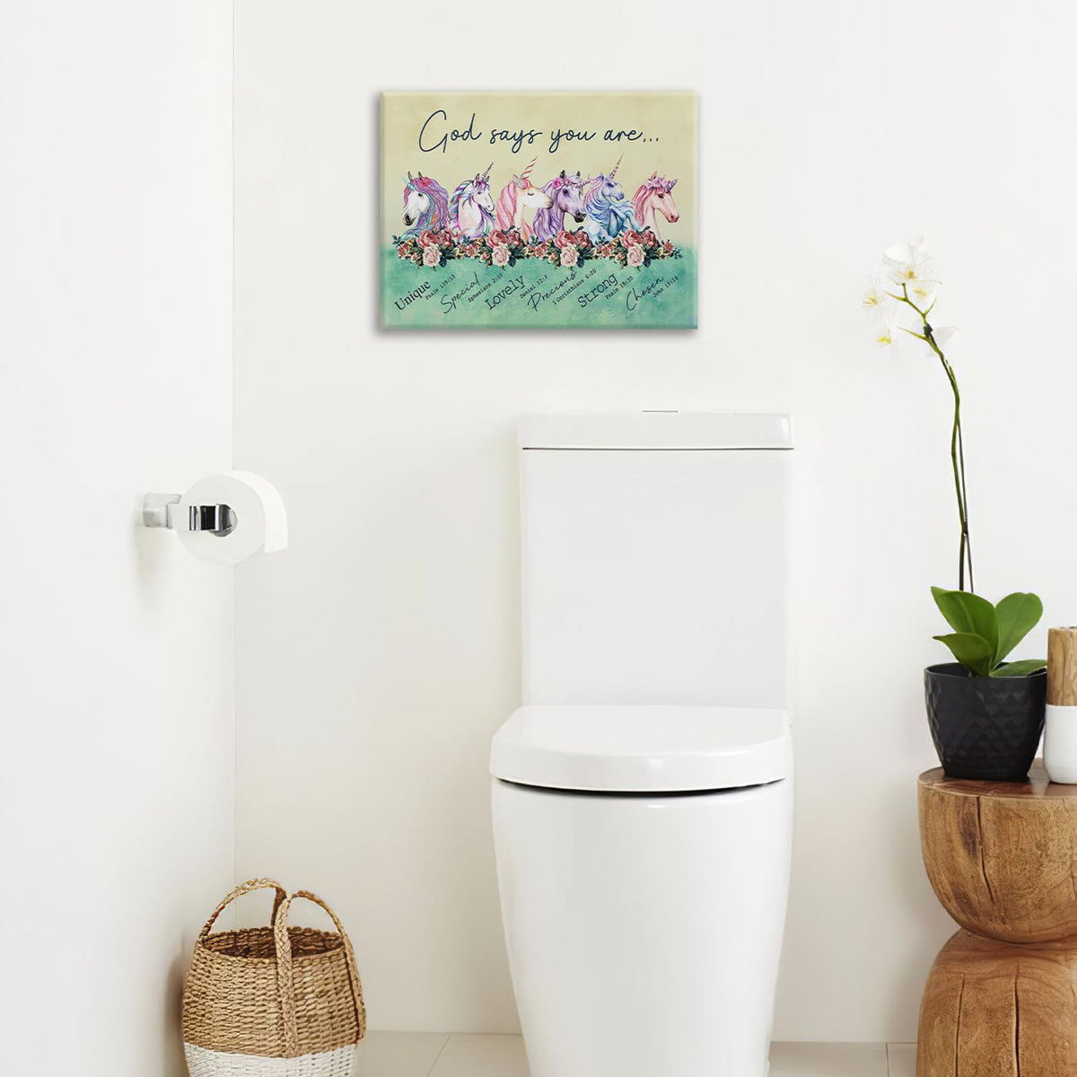 Unicorn Wall Art God Says You Are Pictures Wall Decor Canvas Painting Artwork Framed For Bathroom Bedroom Girl Room 16"x24" (Unicorn / 24"L x 16"W)