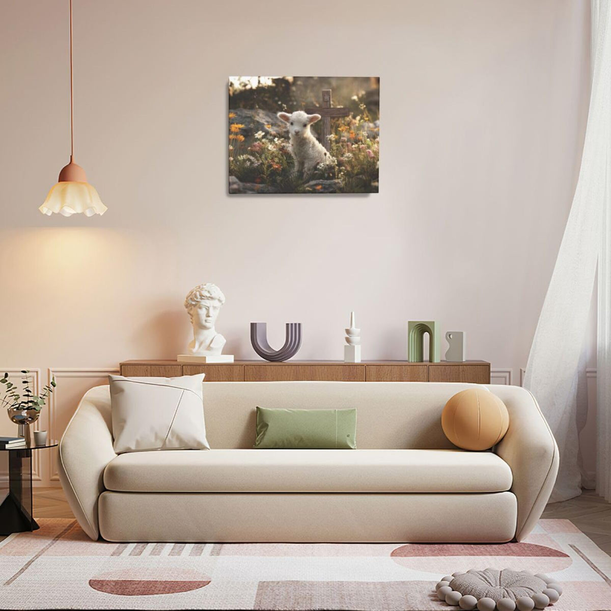 Farmhouse Lamb Wall Art For Kids Christian Cross Canvas Wall Decor Christ Pictures Paintings Prints Religious Bible Artwork Framed Decorations For Church Prayer Room Nursery Bathroom Bedroom Living Room Gifts 20" x 16" (Jesus Lamb / 20"L x 16"W)
