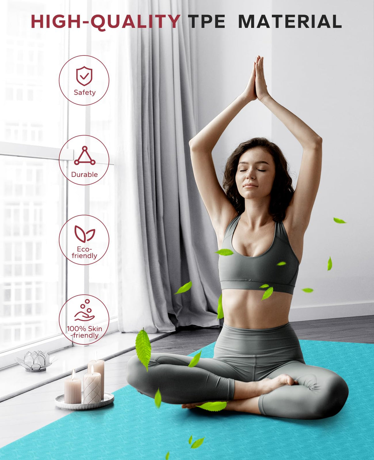 Large Yoga Mat (Turquoise/Mint green)