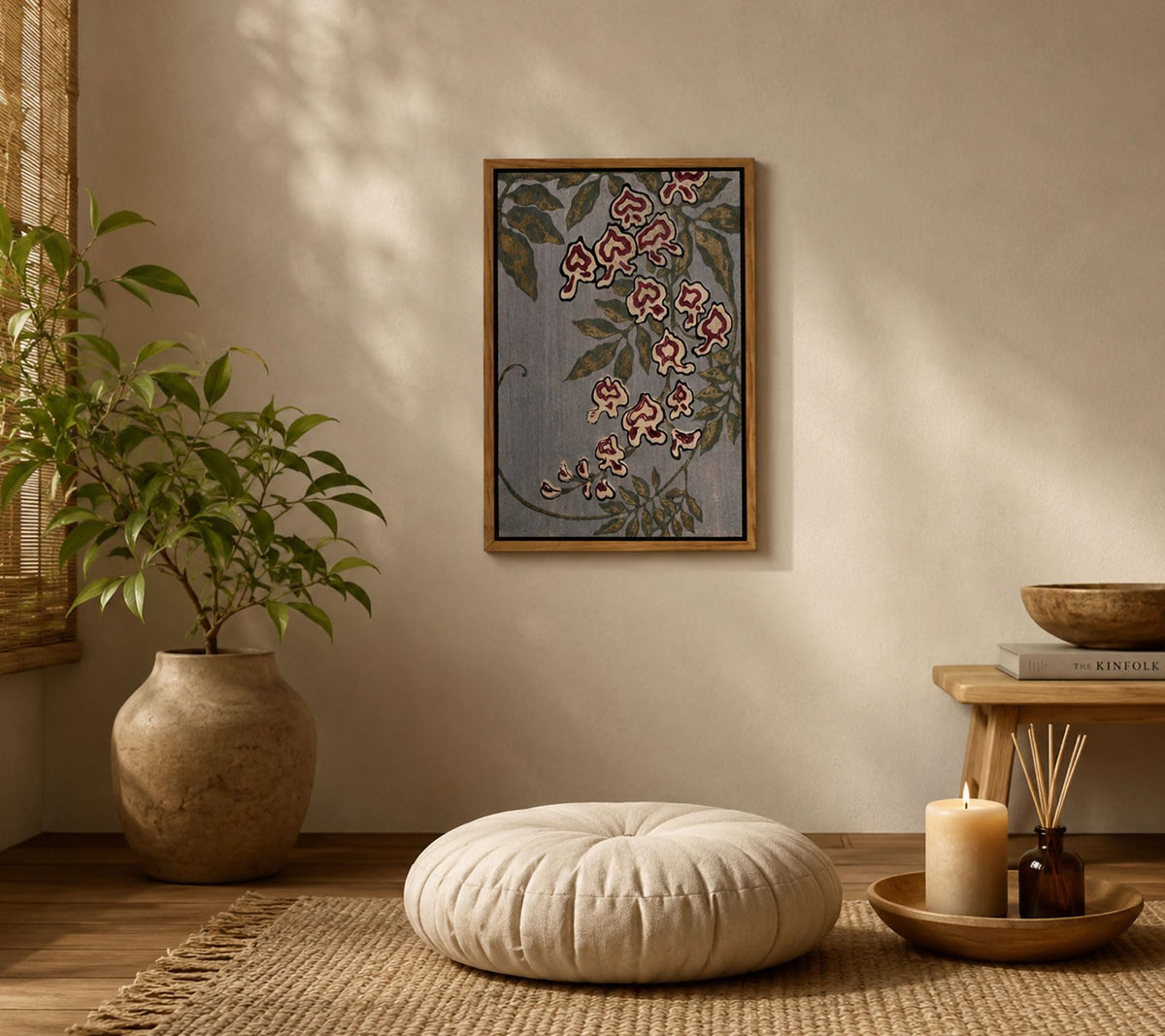 Floating Framed Japanese Wisteria Canvas Wall Art (Japanese Flower / 10"L x 8"W)