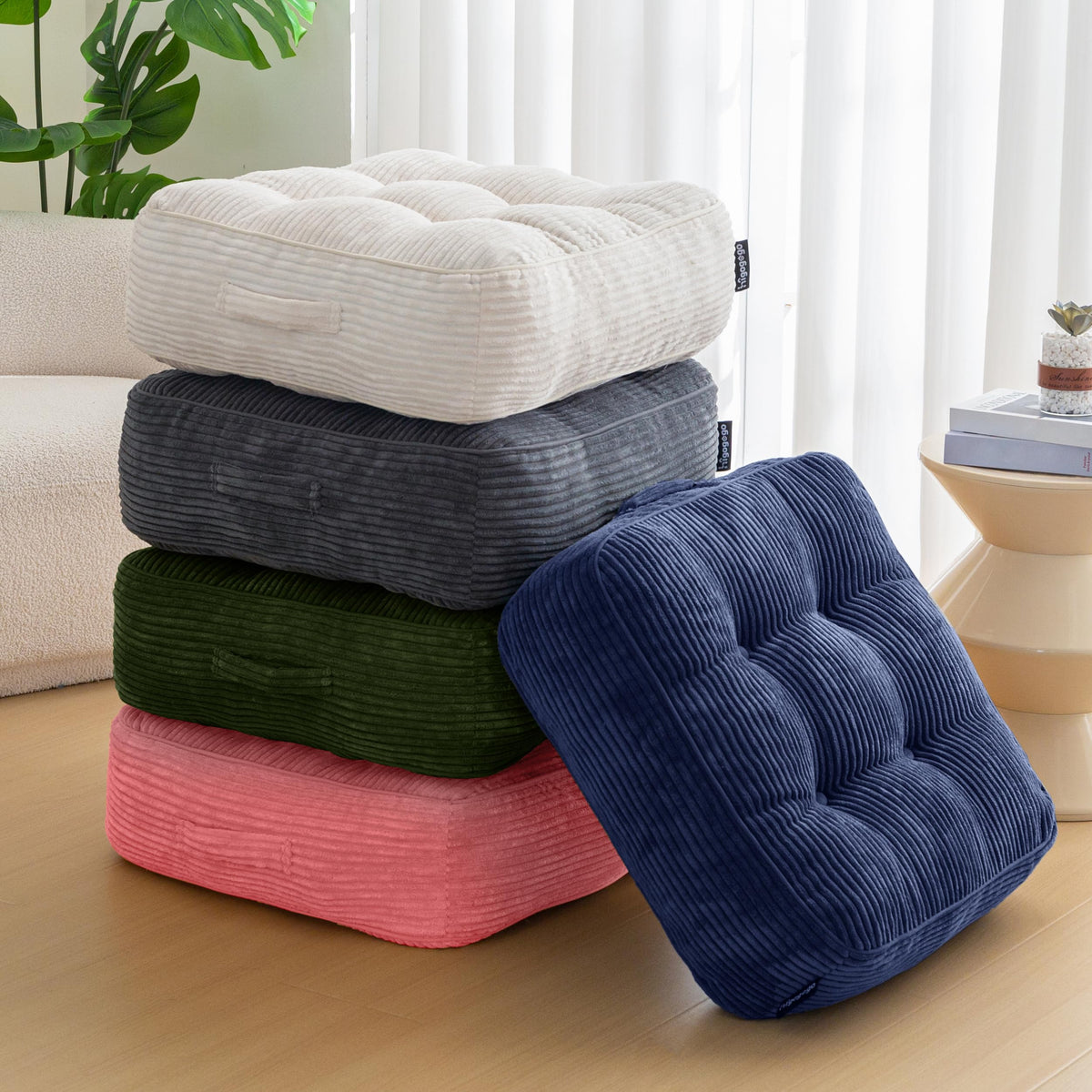 8" Extra Thick Floor Pillow Cushion for Adults (Square Pink / 8" Thick(Pack of 1))