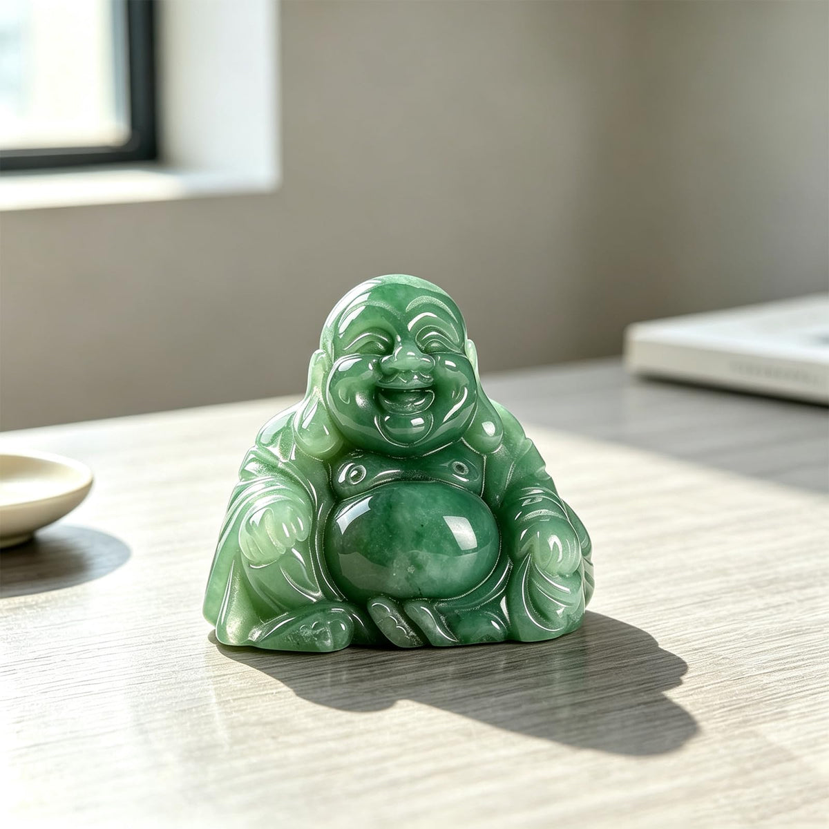 2.0" Green Aventurine Laughing Buddha Statue (Green Aventurine)