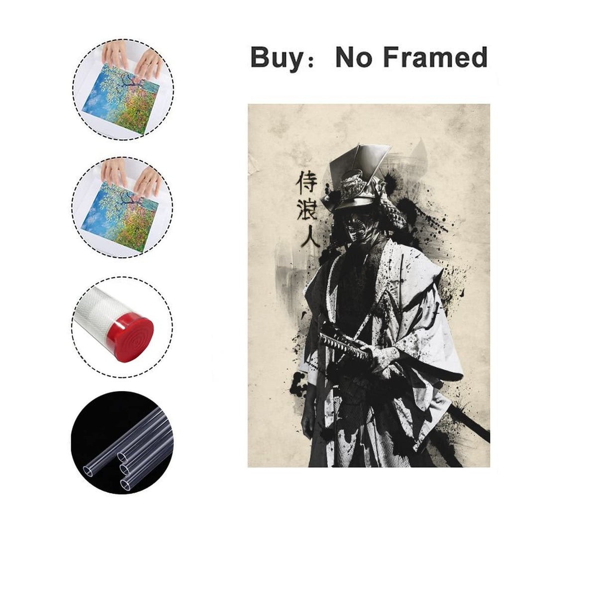 Canvas Poster Oil Painting Japanese Bushido Samurai Ronin Modern Character Wall Art Poster Prints Picture Decoration For Living Room Bedroom Unframed 12 x18 inches (18"L x 12"W / Unframe-4)
