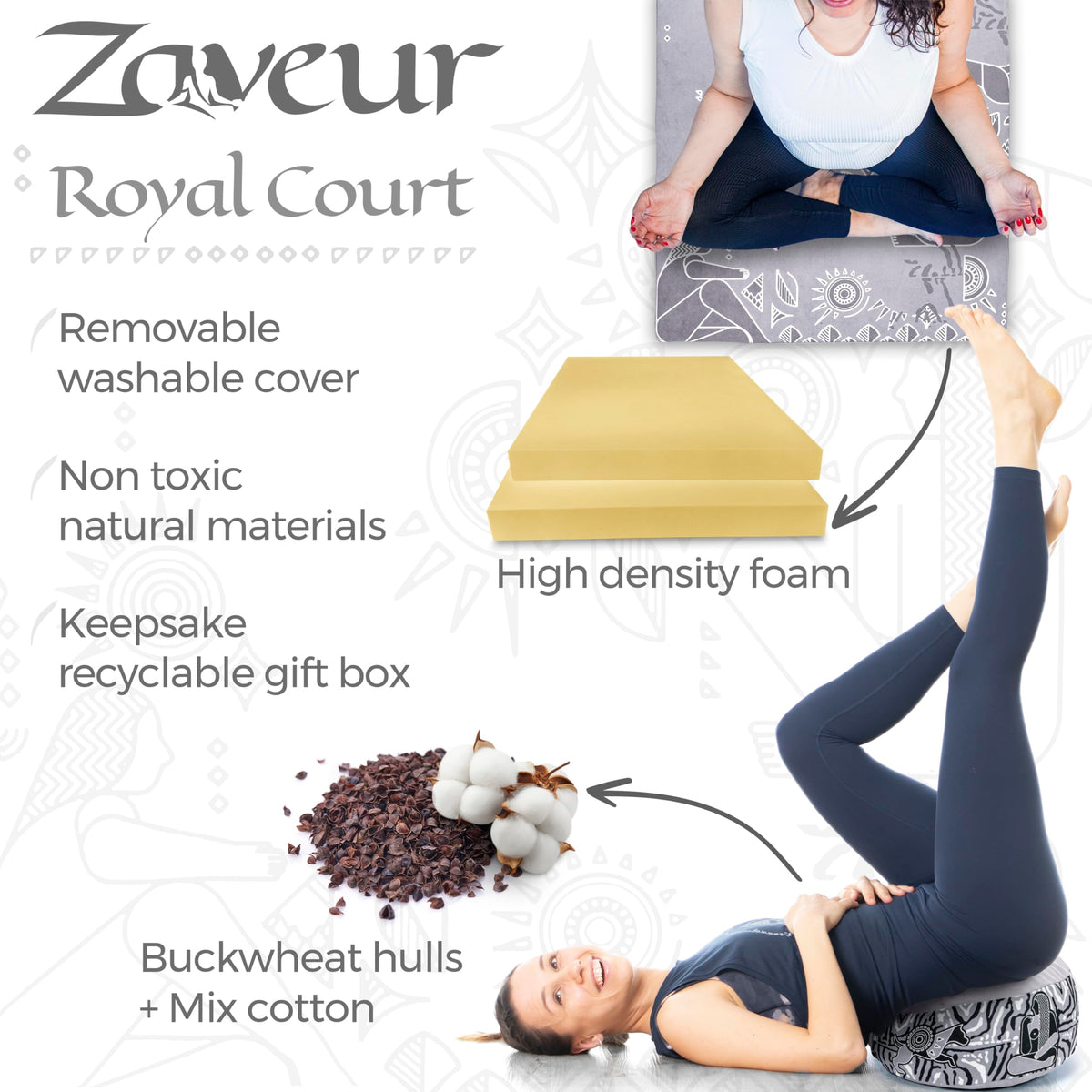 Royal Court Zafu Meditation Cushion (Gray)