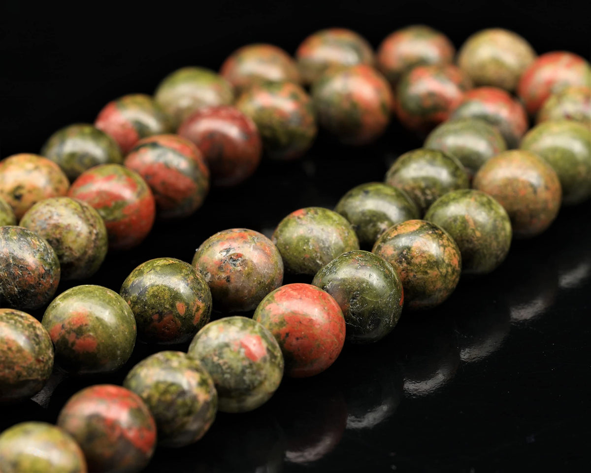 Natural Unakite Beaded Choker Necklace (Unakite / 30 Inches)