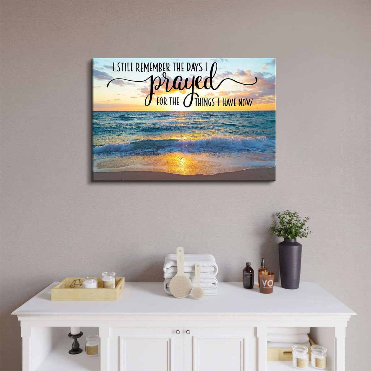 Christian Wall Decor Beach Wall Art Scripture Pictures Ocean Bible Verses Canvas Prints Painting Nature Sunset Poster Modern Seascape Artwork for Bedroom Living Room Home Decoration 16x24" (24"L x 16"W / BibleVerse)