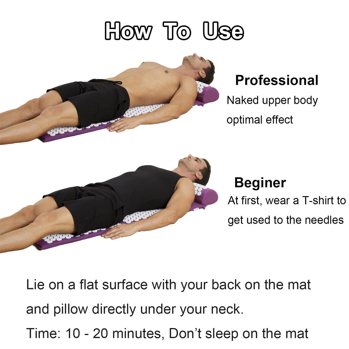 47" Acupressure Mat and Pillow Set with Carry Bag (Purple-large)