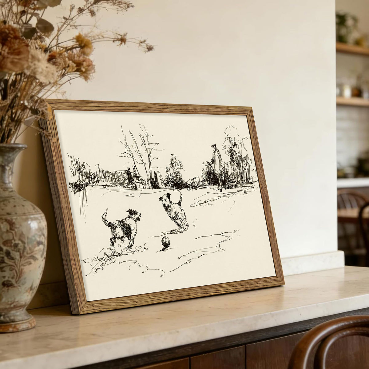 Vintage Dog Wall Art (Sketch Dog / 24"L x 16"W)