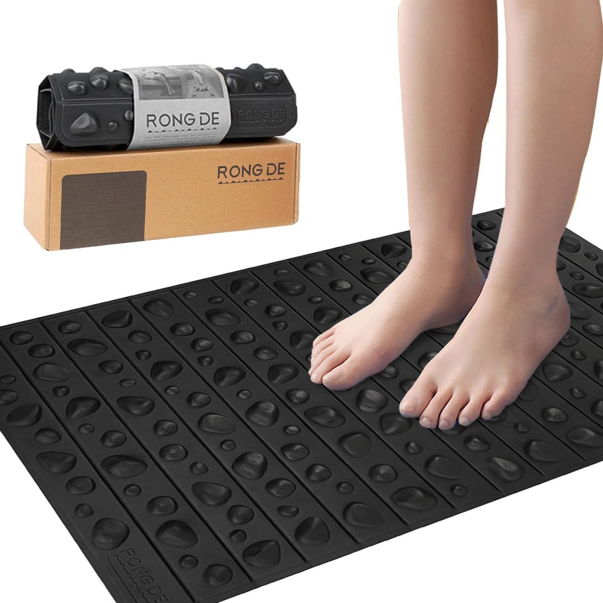 Portable Feet Acupressure Mat (Black - Large)