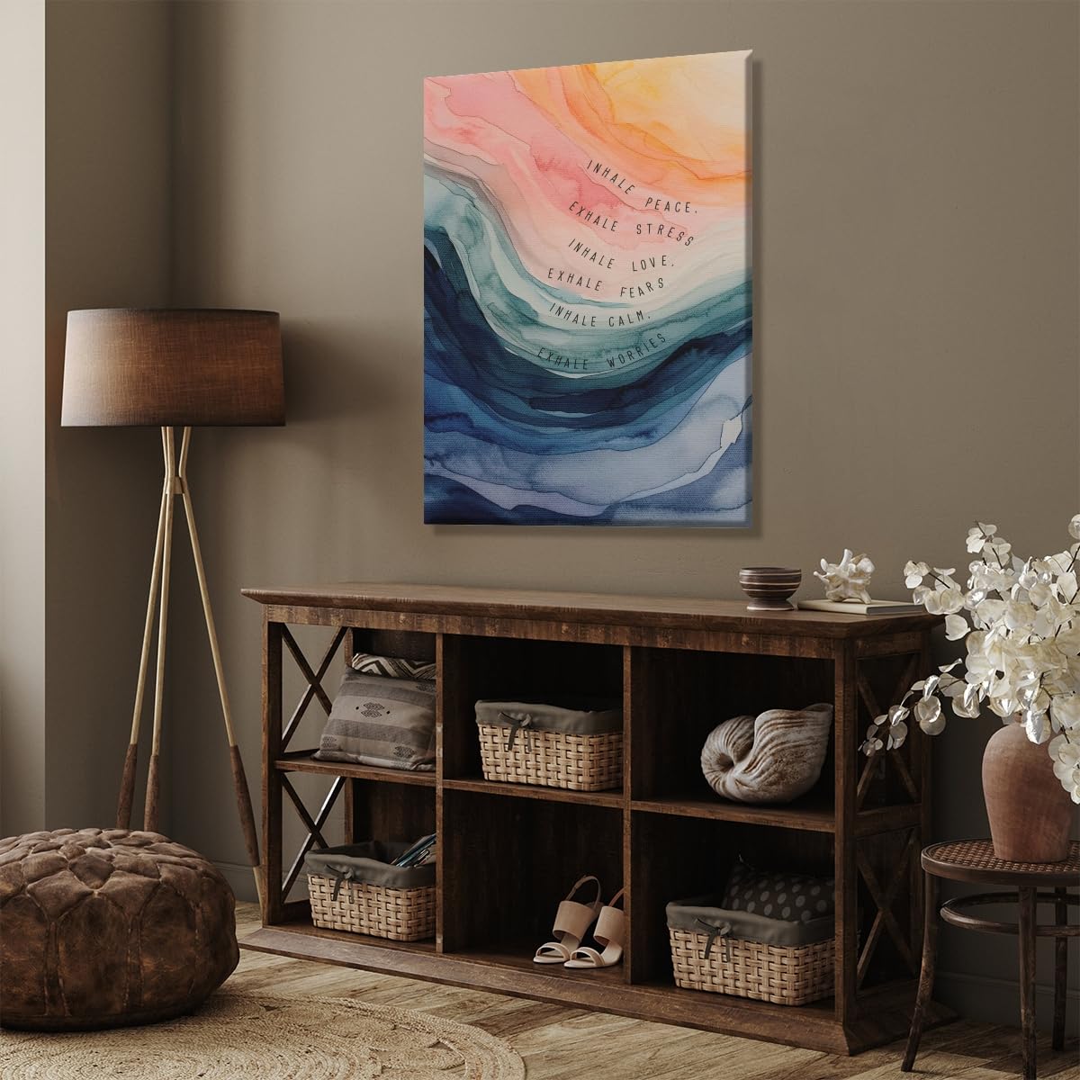 Office Wall Art Inhale Exhale Swirly Mental Health Posters Calming Corner Art Canvas Prints Wellness Breathe for Therapy Office Motivational Wall Decor 12x18inch Framed (style-1-Framed / 12"L x 18"W - Framed)