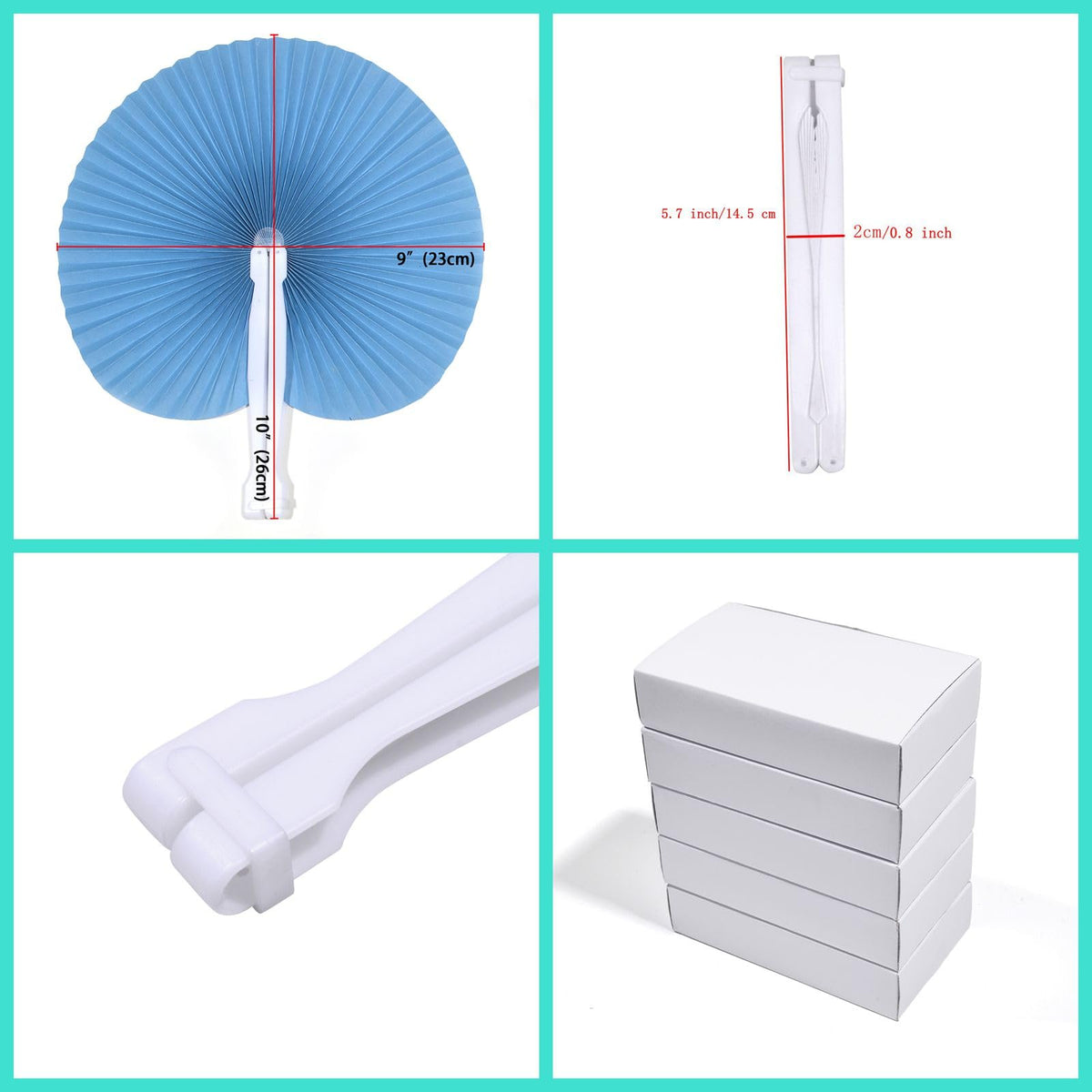 20 Pieces Blue Round Paper Fans (Blue / 20 PCS)