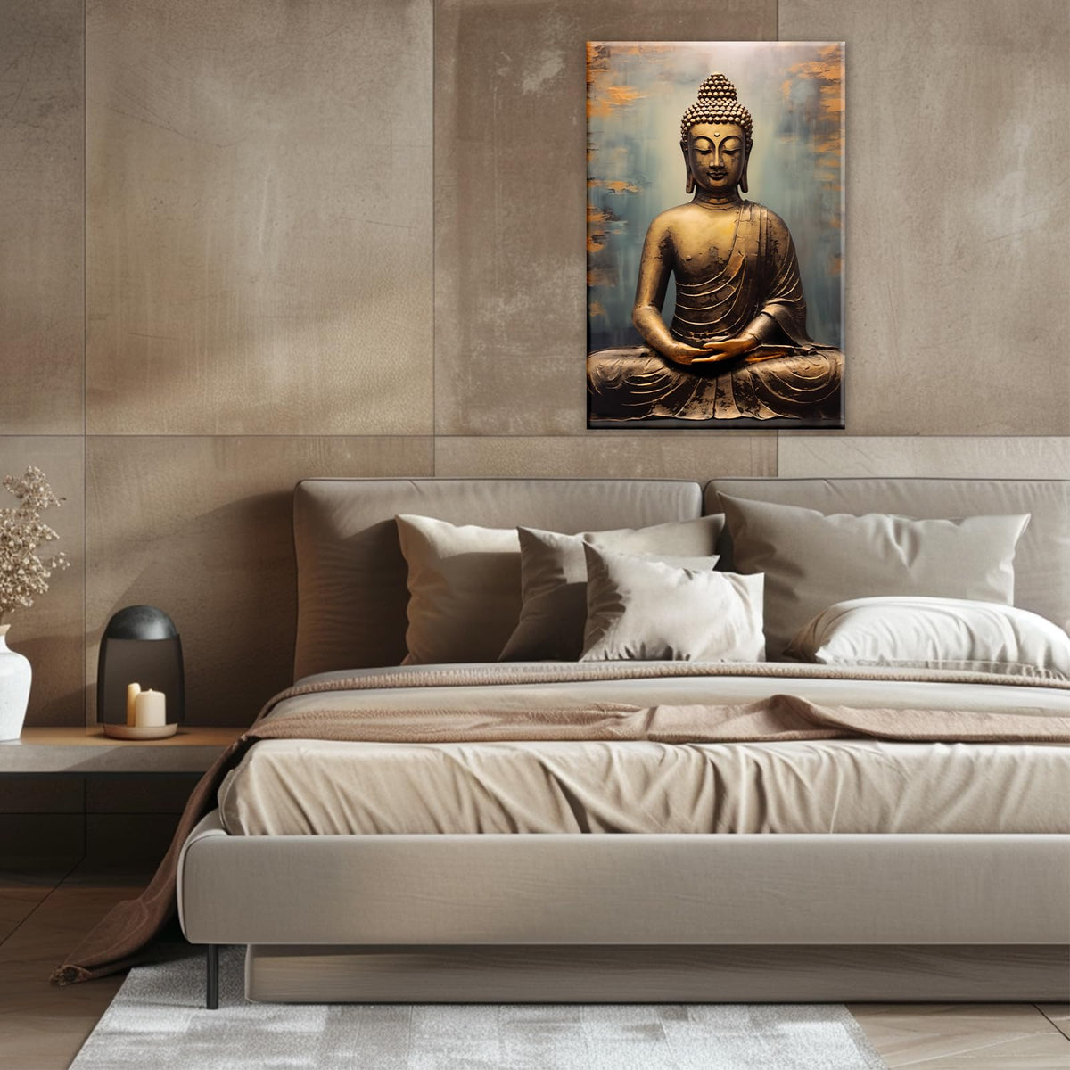 Buddha Canvas Wall Art Retro Buddha Statue Pictures Wall Decor Zen Painting Meditation Artwork For Spirit Bathroom Yoga Room Decor Frame (Buddha-4 / 42L" x 28W")