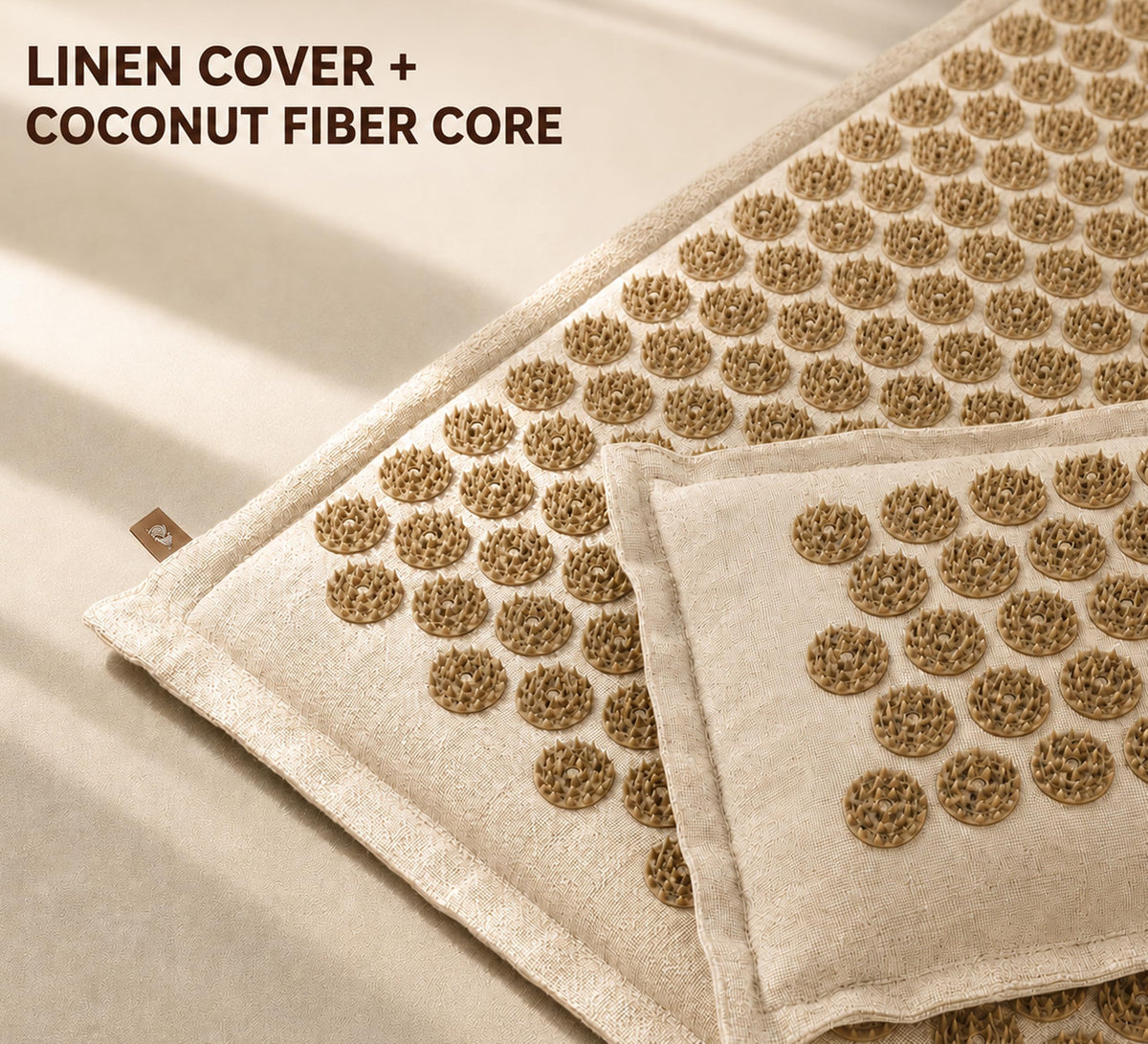 Acupressure Mat and Pillow Set (Natural Linen Beige)