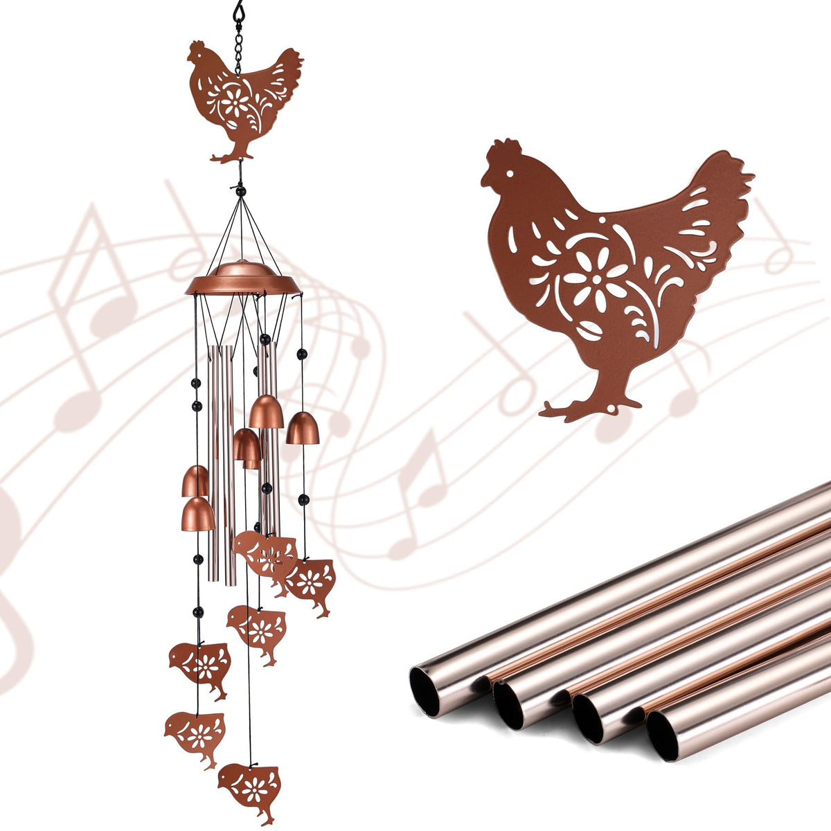 Hen Wind Chimes for Outside Unique Gifts for Chick Lover Farm (Chicken)