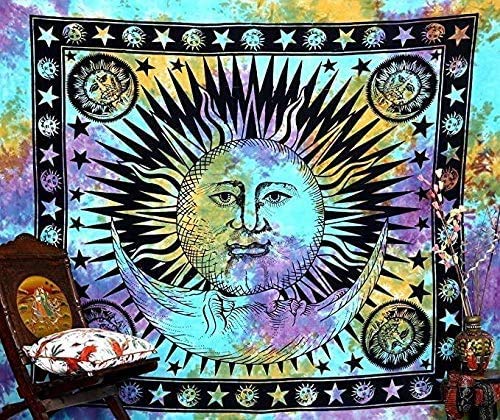 Tie Dye Mandala Tapestry (Purple Multi / 90"L x 85"W)
