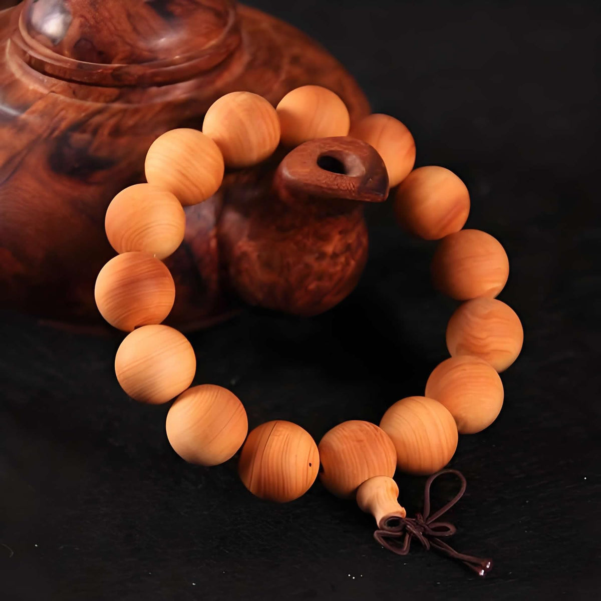Unisex Thuja Sutchuenensis Wood Beads Wooden Bracelet Necklace Prayer Mala Wristband Bracelet (15mm 15 Beads)