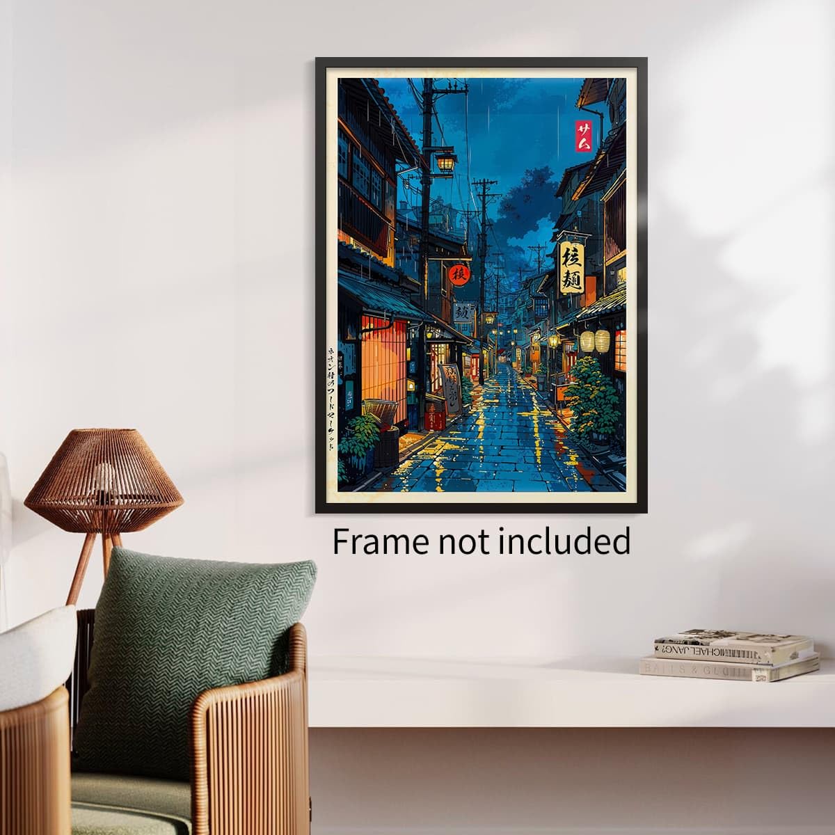 Japanese Canvas Wall Art Vintage Tokyo. Tea House Poster Modern Japan Ukiyo (Unframed / Japanese Art / 36"L x 24"W)