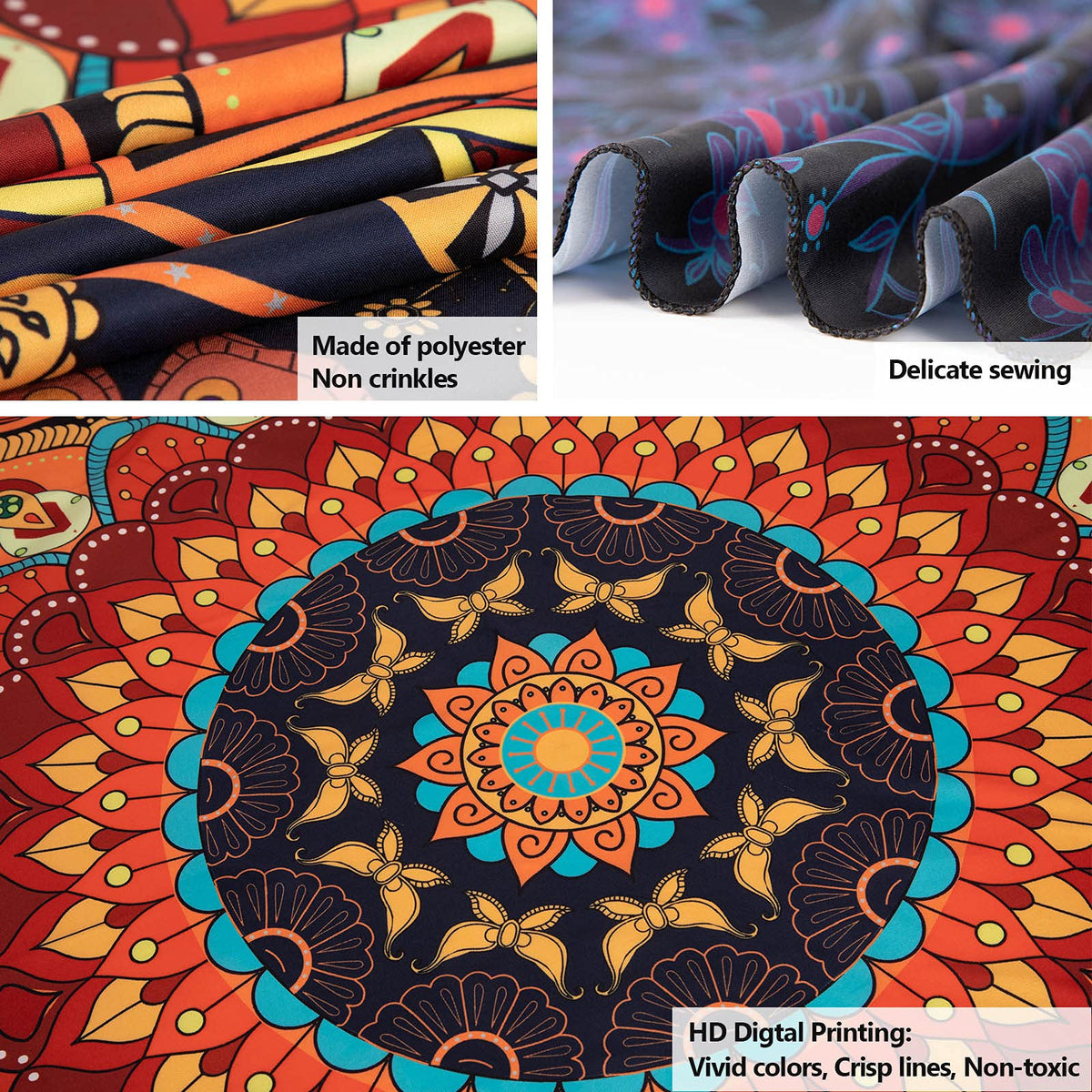 Boho Mandala Tapestry Aesthetic Wall Hanging Psychedelic Hippie Butterfly Tapestries Vintage Wall Art Home Decor for Bedroom (59"L x 51"W / Mandala Tapestry -Red)