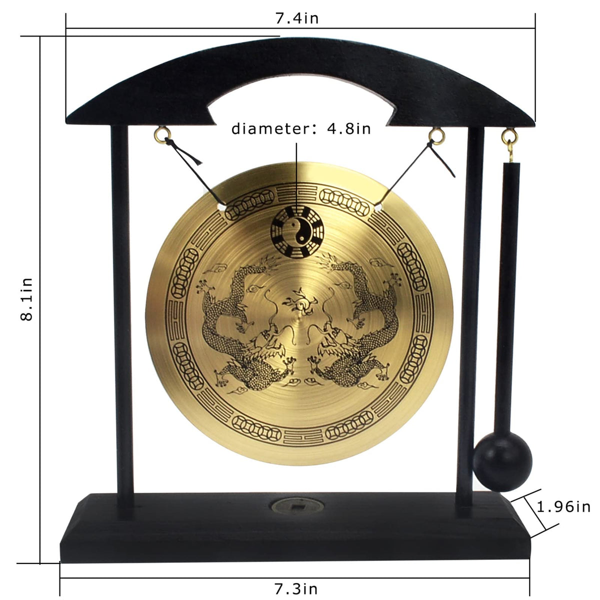 Zen Art Brass Feng Shui Desktop Gong for Home Office Desktop Decoration Meditation Practice W Fengshuisale Red String Bracelet H1302 (Black)