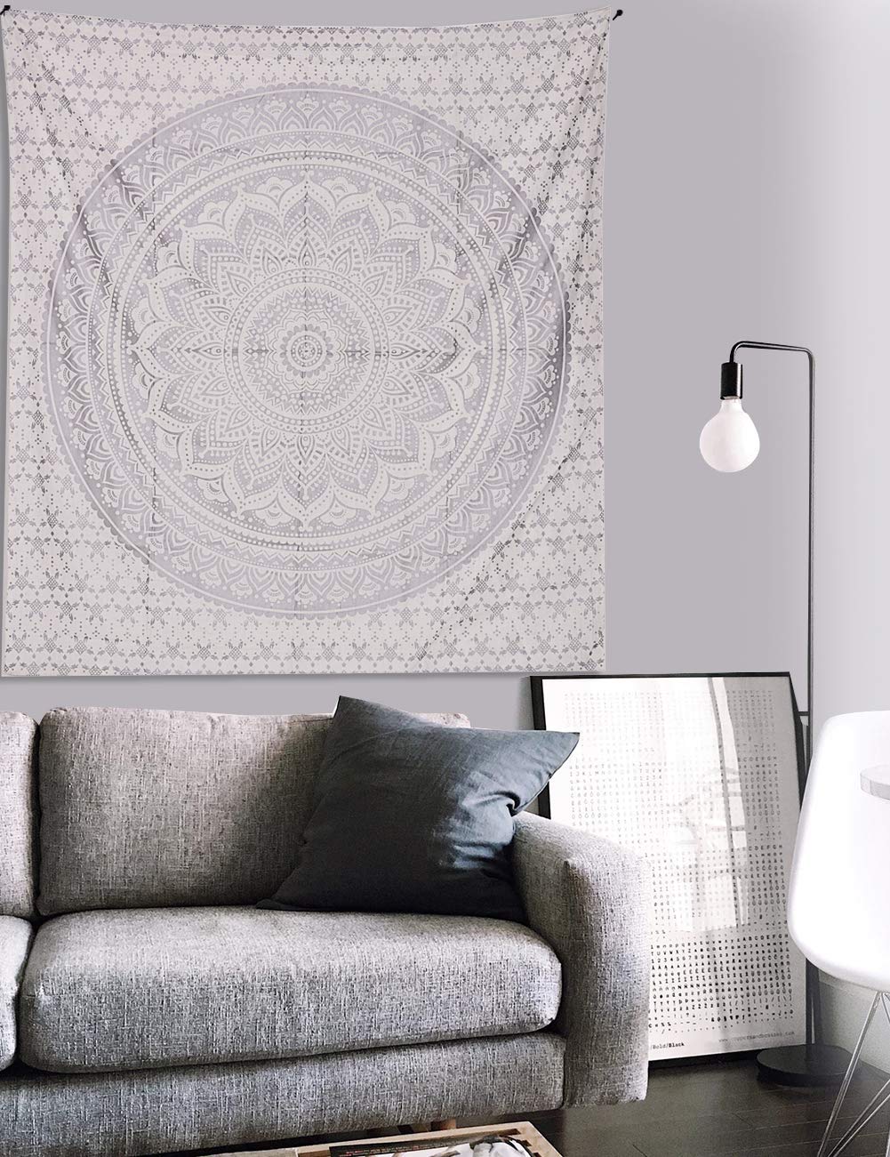 Ombre Wall Hanging Bohemian Tapestry (Silver / 40"L x 30"W)