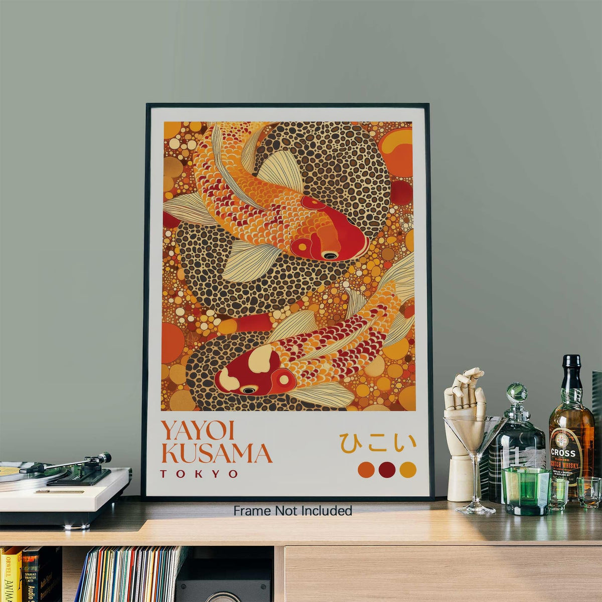Yayoi. Kusama Canvas Wall Art Vintage Koi Fish Posters Japanese Home Decor Dot Picture Prints 8x10 inch Unframed Colorful Fish Painting for Asian Bedroom Bathroom Living Room Hallway (Unframed / Japanese Art 010 / 10"L x 8"W)