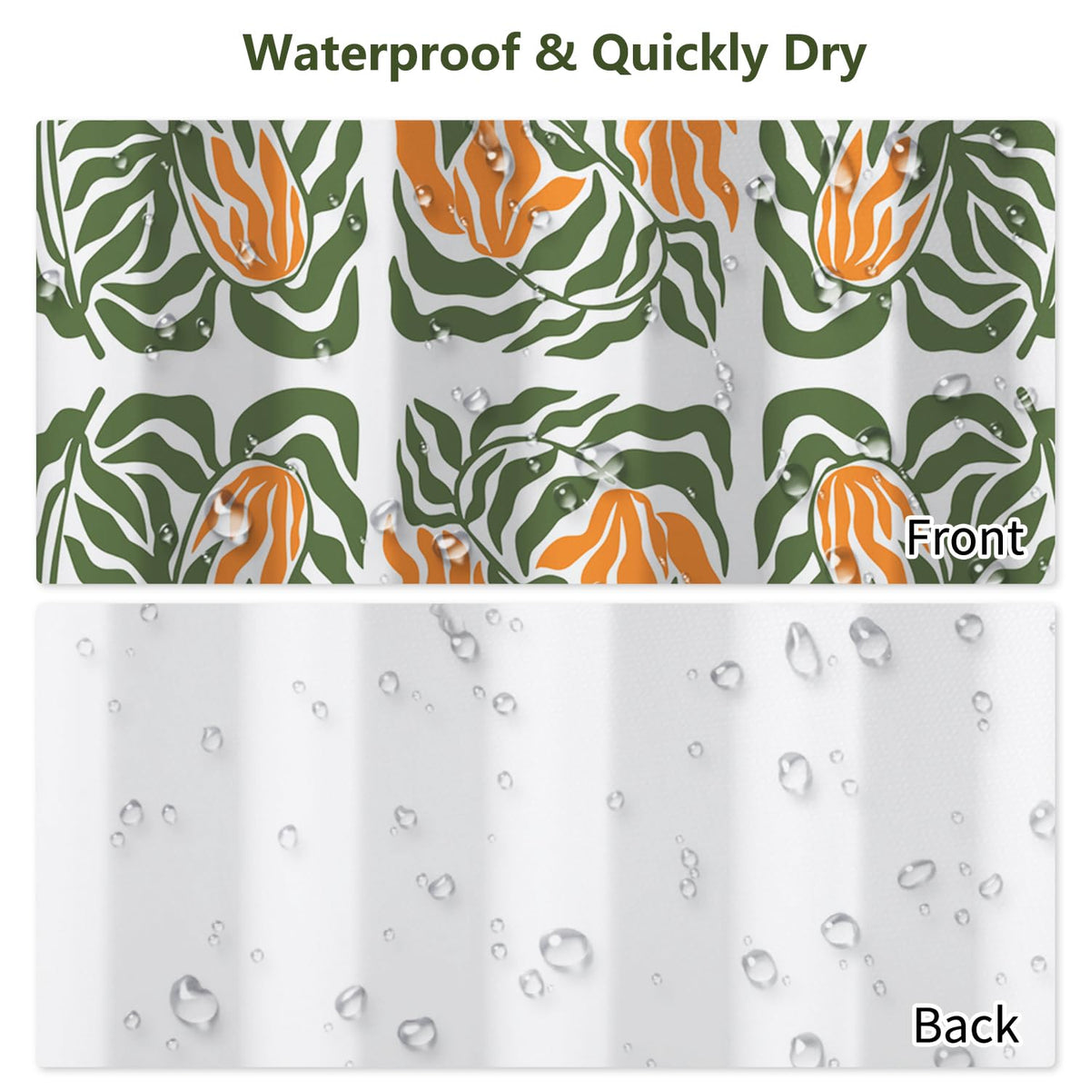 Modern Botanical Shower Curtain 71x74 Inch (Abstract Tropical Leaf)