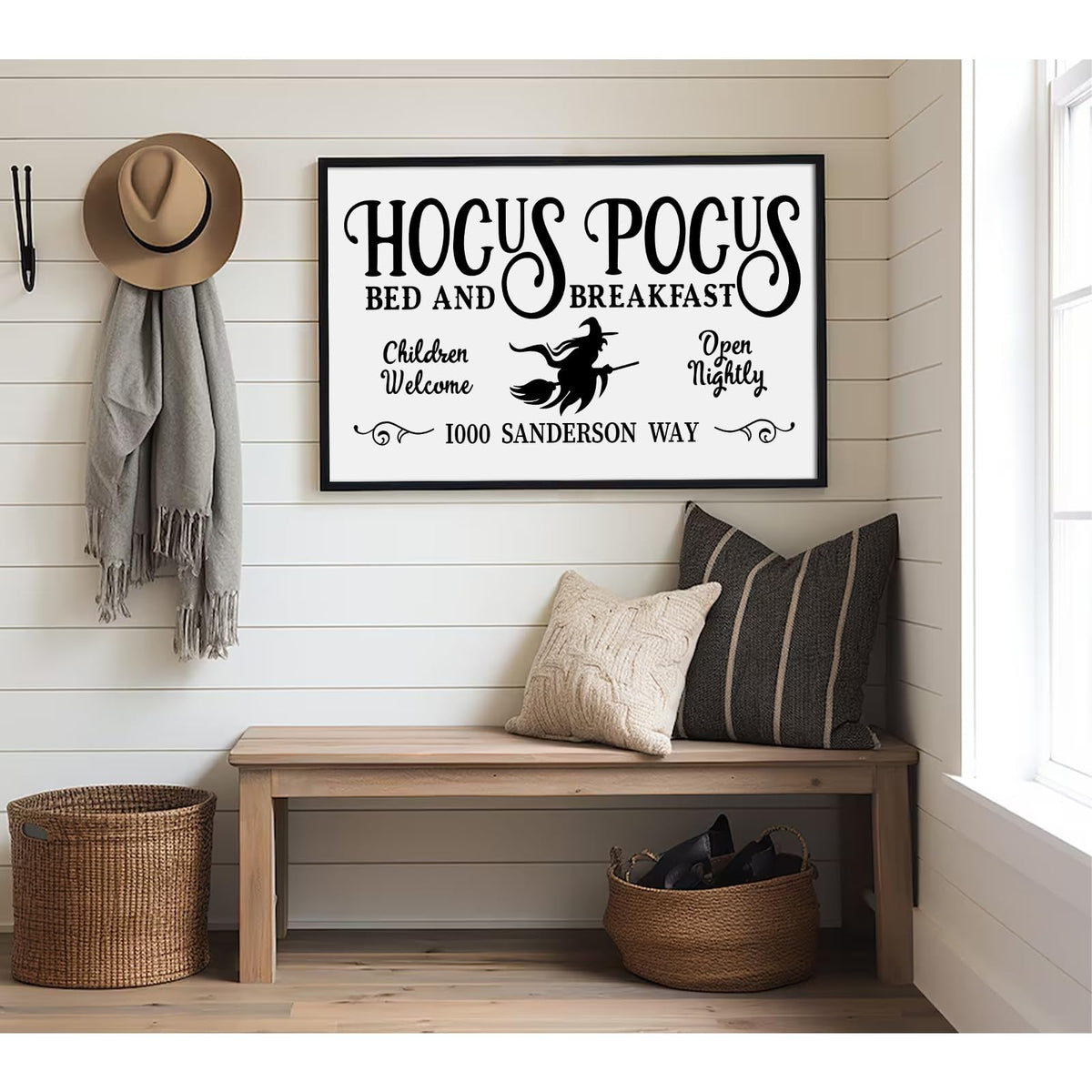 Halloween Wall Art Prints Hocus Pocus Art Poster Halloween Canvas Pictures Wall Decor Vintage Farmhouse Artwork Painting for Bathroom Room Decoration 16x32 Inch (Unframed / Halloween Art / 32"L x 16"W)