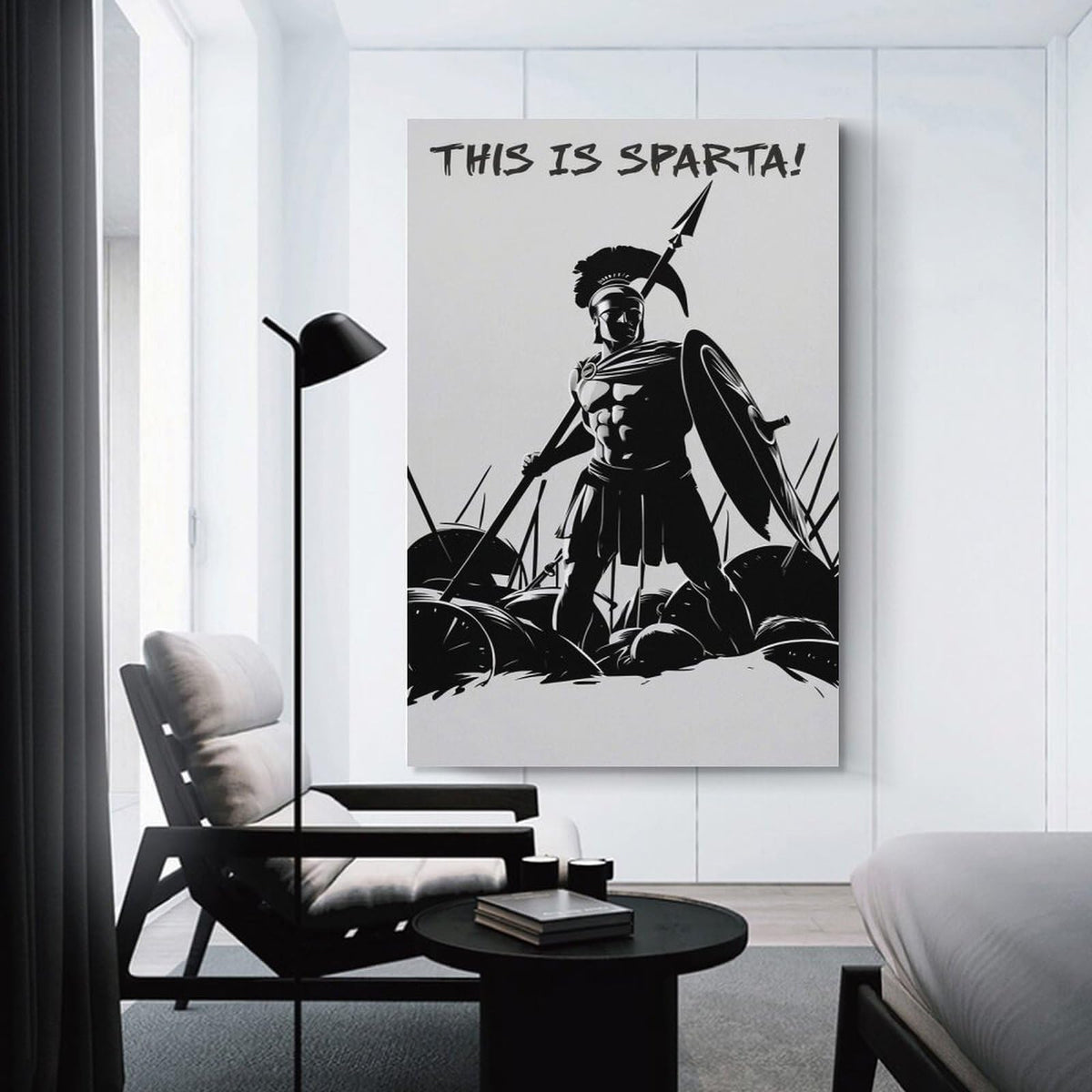 This Is Sparta Warrior Silhouette Canvas Printing Wall Art Prints Wall Decor Posters Monochrome Minimalist Greek Soldier Living Room Bedroom Office Gym Aesthetic 24x36inch (style-6 / 24x36inch(60x90cm) Unframe)