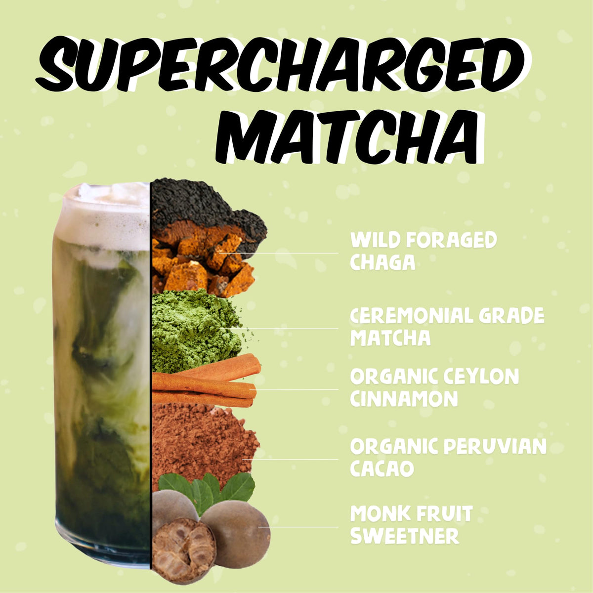 Chaga Matcha Ceremonial Grade Matcha Mushroom Powder (Chaga Matcha: 15 serving bag)