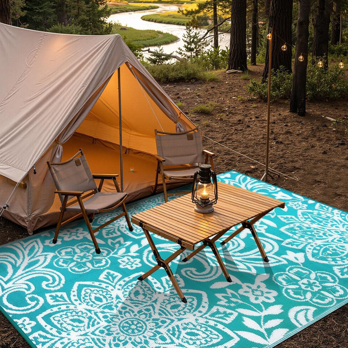 Waterproof Outdoor Rug 5' x 8' (Blue / 5 x 8 Feet)