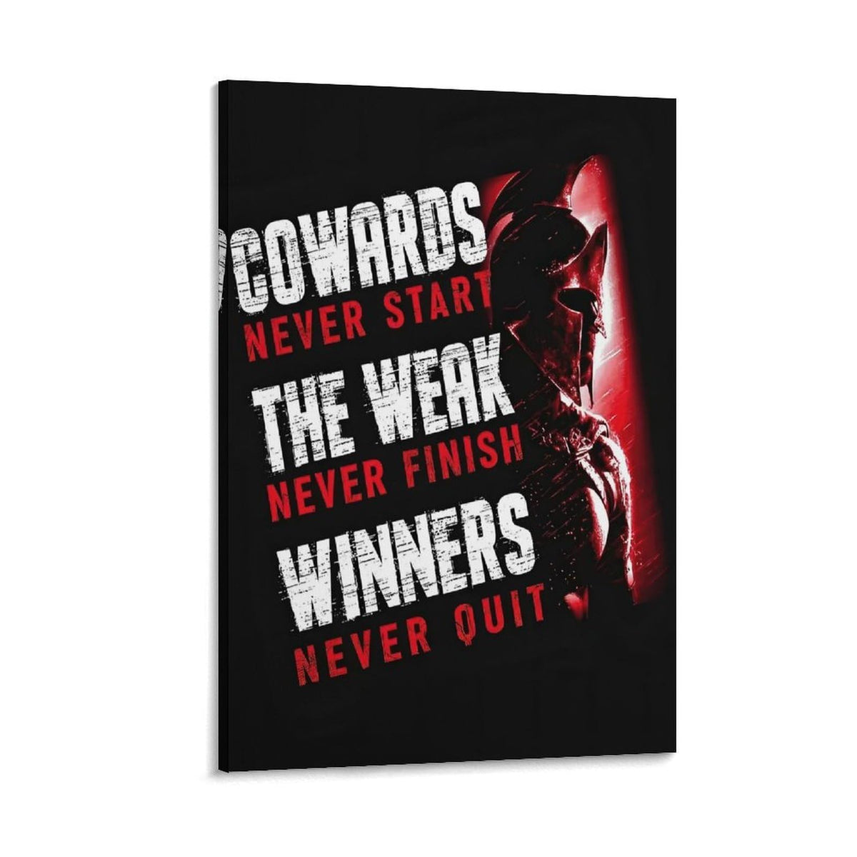 Spartan Winners Never Quit Canvas Printing Wall Art Prints Wall Decor Posters Red Black Motivational Warrior Helmet Gym Fitness Bedroom Living Room Office Decor 16x24inch (style-7 / 16x24inch(40x60cm) Frame)