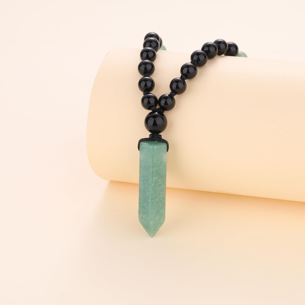 Handmade 108 Beads Prayer Necklace for Yoga Meditation (Onyx & Green Aventurine)