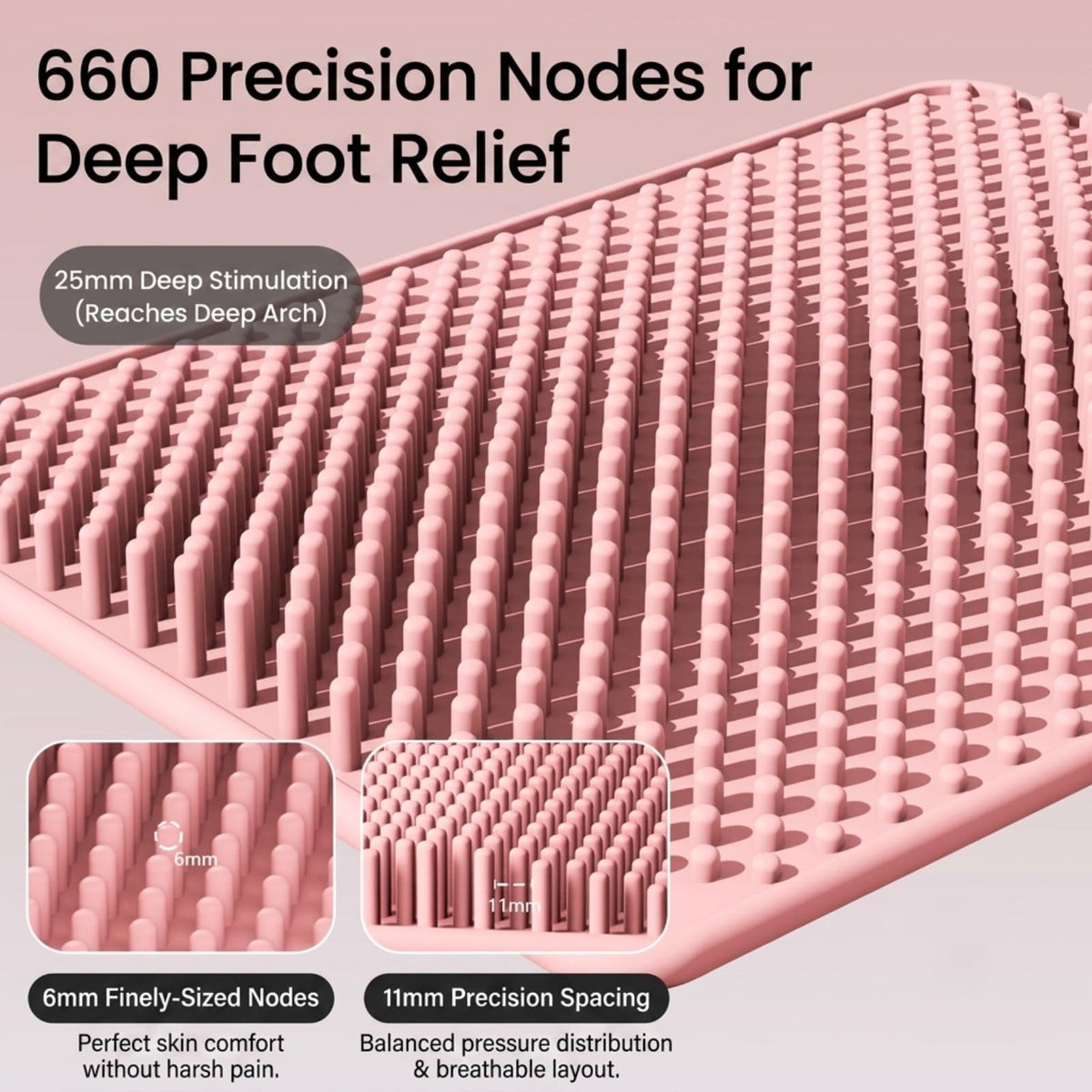 Foot Massage Mat with 660 Acupressure Nodes (Pink)