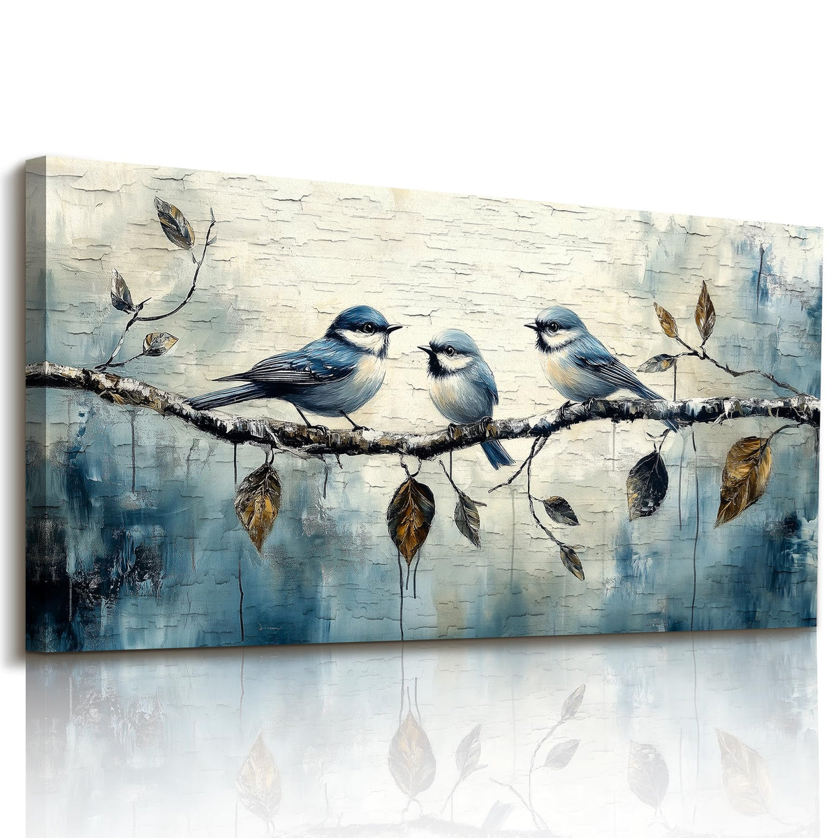 Rustic Birds Family Large Wall Art Hummingbird Nature Decor Blue (Hummingbird / 48"L x 24"W)