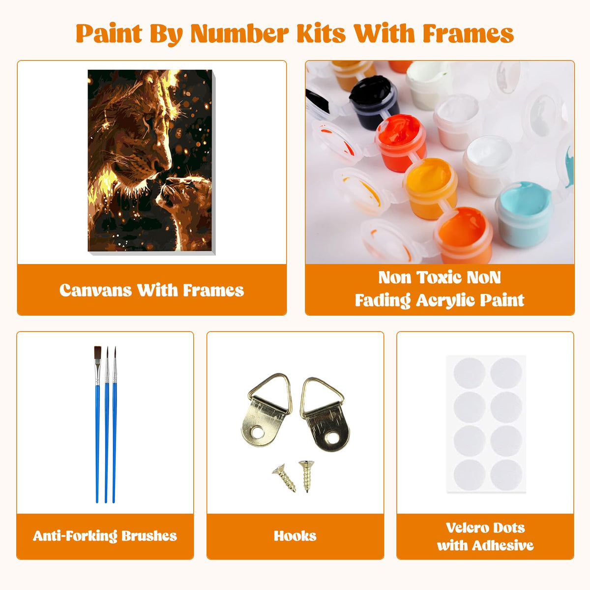 Lion Paint by Numbers Kit for Adults Beginner