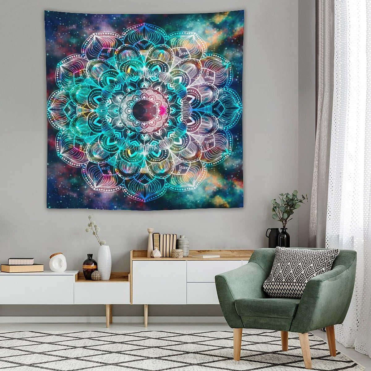 Mandala Tapestry Wall Hanging Colorful Bohemian Boho Galaxy Tapestries Home Decor for Living Room Bedroom Apartment Farmhouse Dorm 60"x60" (60"L x 60"W / Mandala-16)
