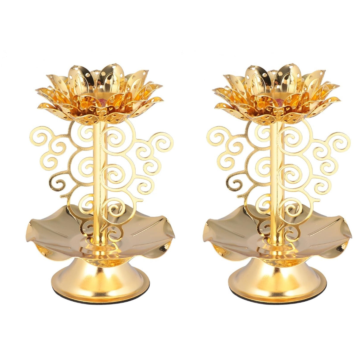 2 Pcs Alloy Candle Holder (Goldenx2pcs / 11.5x7.5cmx2pcs)