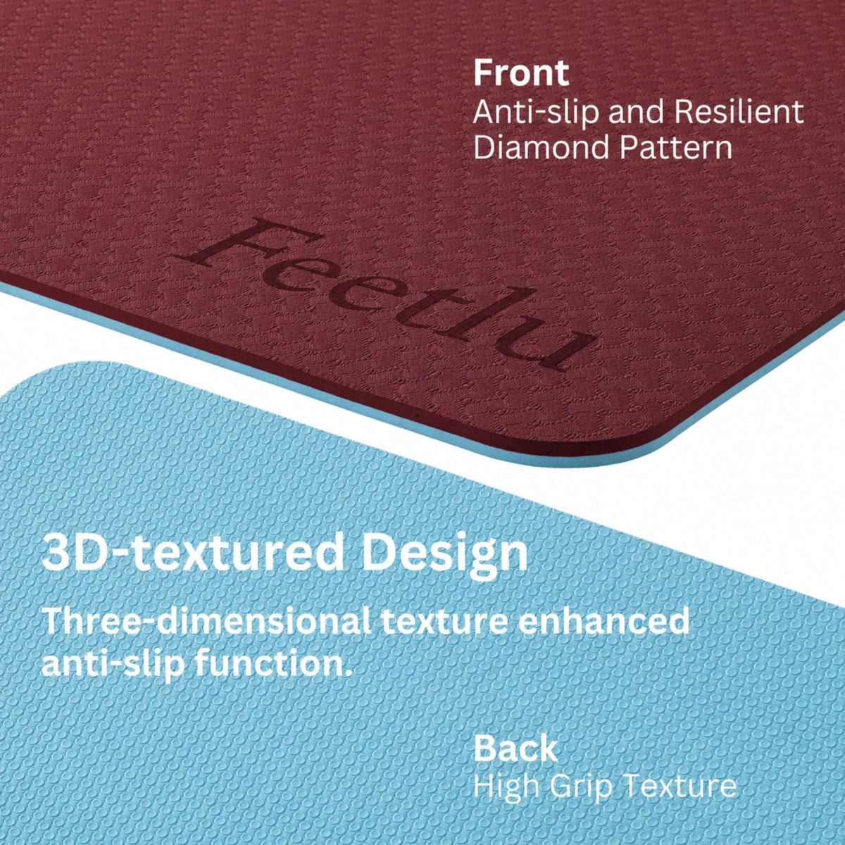 Cushioned Exercise Mat (Maroon + Reef Waters)