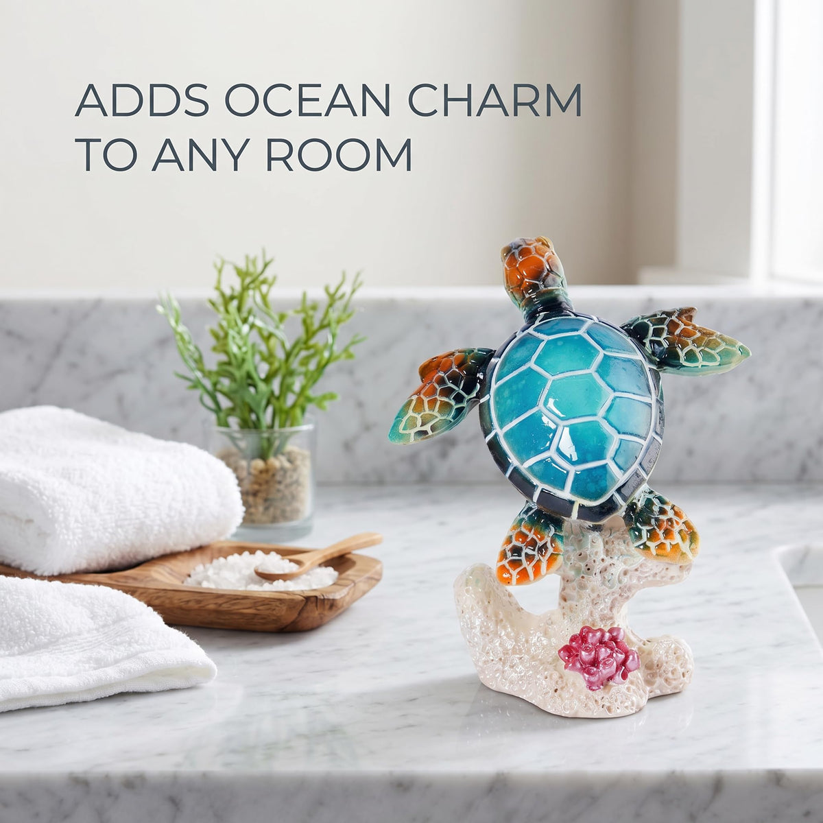 Turtle Ornament Sea Turtle Decor Statue (Blue D)