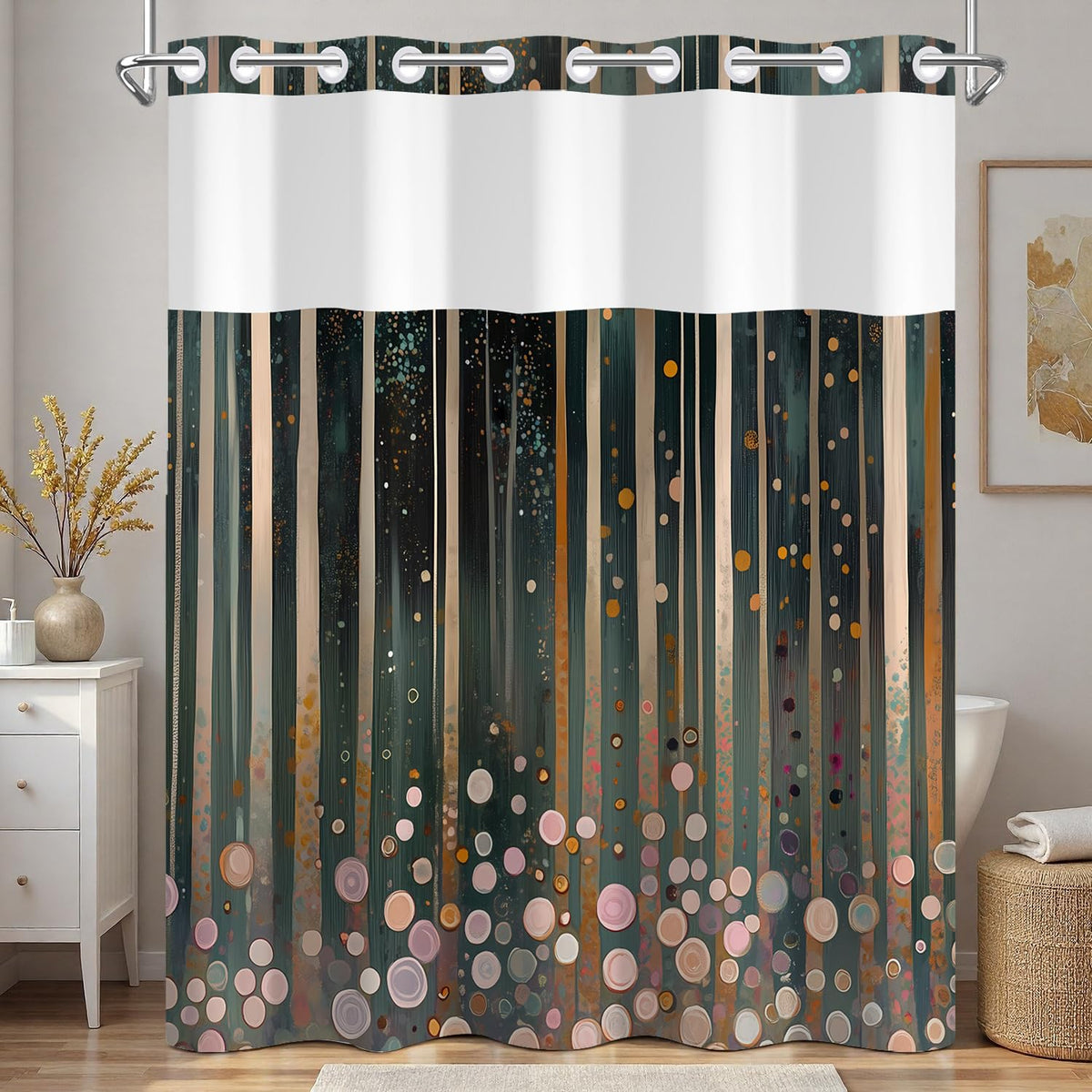 Abstract Woodland Shower Curtain with Snap in Liner (Abstract Art)