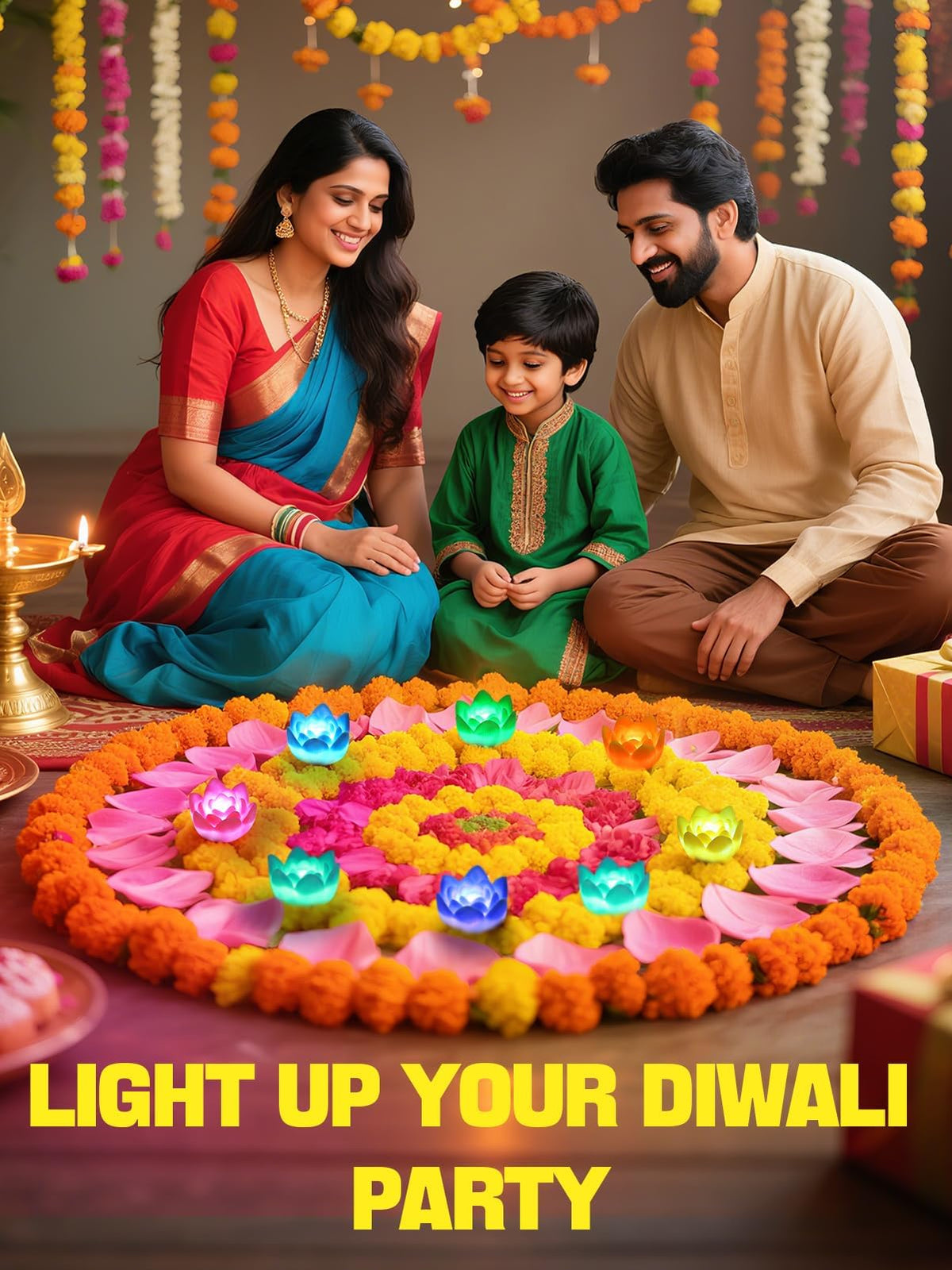 10 pcs Gradient Diwali Decorations Lotus Light