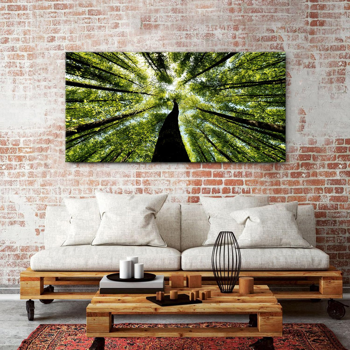 Large Morning Sunlight Forest Canvas Wall Art for Bedroom Living Room Modern Filtering Through Lush Bamboo Trees Picture Prints Green Light Landscape Painting Natural Artwork Home Decoration 30x60" (57.8"L x 30"W / Forest)