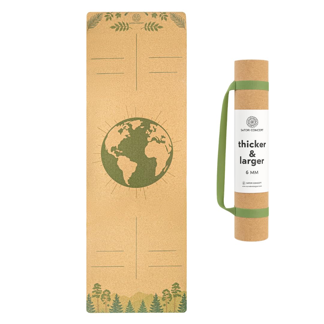 Cork Yoga Mat with Natural Rubber Base (GreenEarth / 80 x 26 x 6 mm)