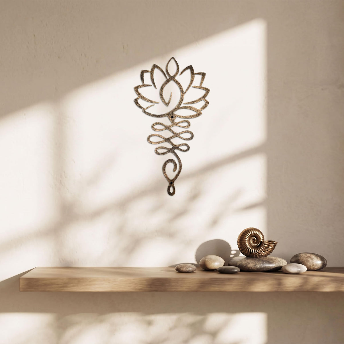 Lotus Flower Mandala Wall Decor (Golden with Black Spot)