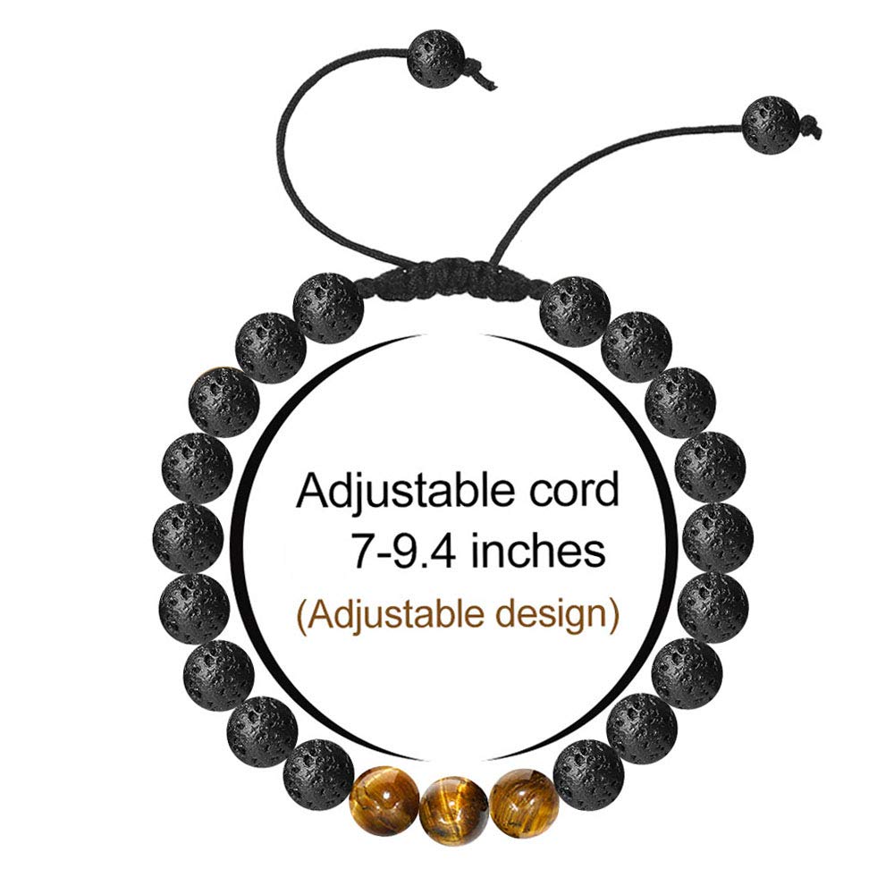 Personalized Gifts for Men Bracelets (Black Lava Rock Tiger Eye Bracelet)