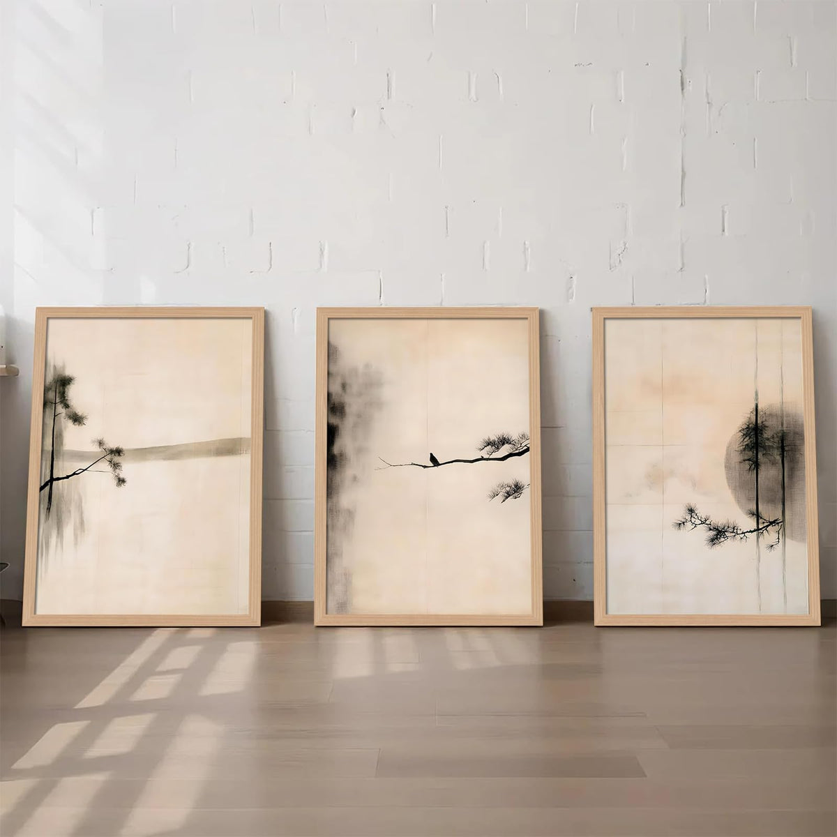 japanese zen wall art set of 3 (smallbirdbranch / 12x16 Inch)