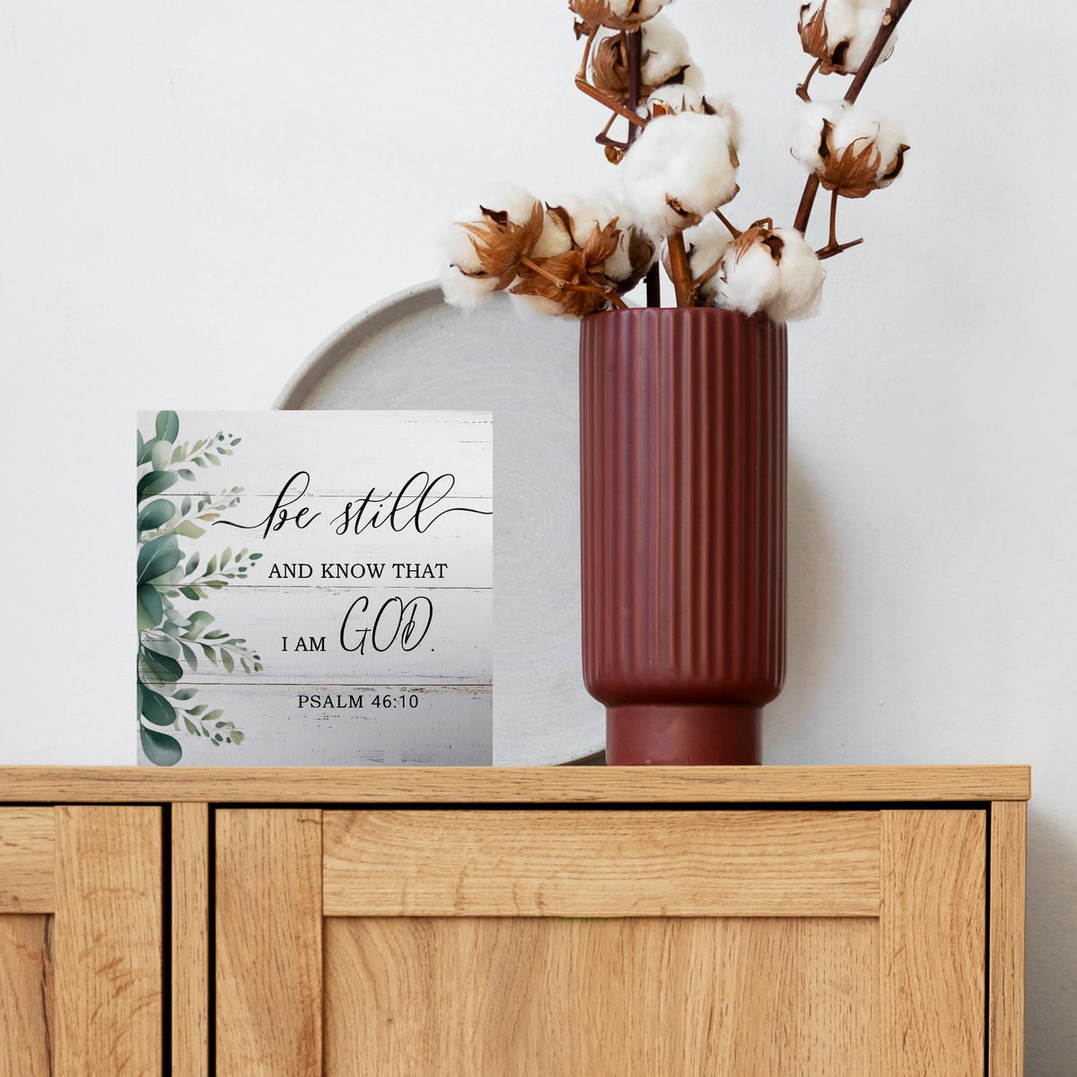 Be Still and Know that I am God Christian Desk Decor Office Wood Sign (Yelow)