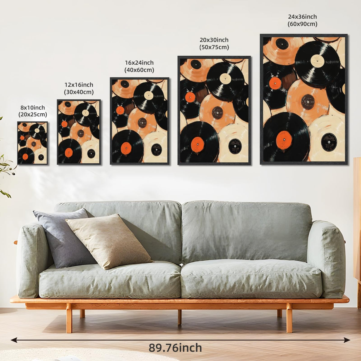 Vintage Record Wall Art Eclectic Wall Decor Retro Music Poster Trendy Vinyl Record Canvas Print Mid Century Music Picture Nostalgic Artwork for Living Room Bedroom Bar 24x36inch Black Frame (24"L x 36"W / style-5 Black Frame)