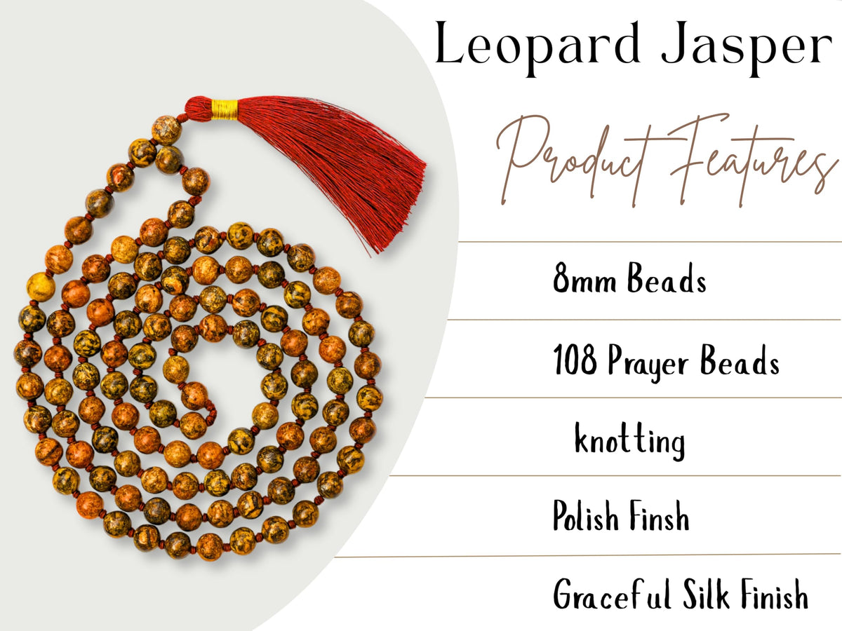 Leopard Jasper Mala Beads (Leopard Jasper / Knotted)